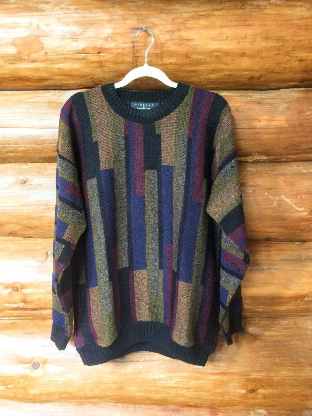 Vintage Protege Collection Grandpa 90s USA Dad Geometric Knit Sweater Size XL
